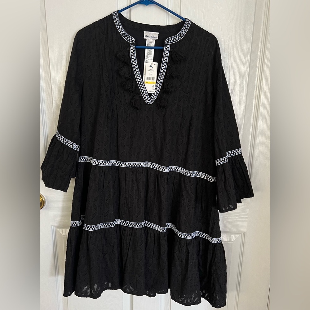 NWT Women’s Tommy Bahama Cotton Clip Embroidered Tier Dress. Size Medium.